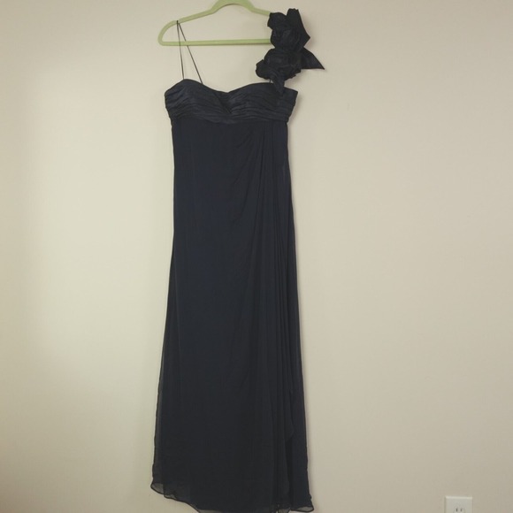 Teri Jon Black One-Shoulder Maxi Dress - Picture 1 of 14